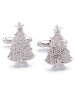 N-1428 Manchetknopen - Kerstboom Versierd Kerst Zilver 1.jpg