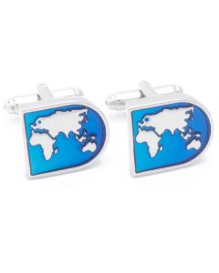 N-1736 Manchetknopen - Wereldbol Halfrond Blauw Zwart Continent Afrika Eurasia 1.jpg