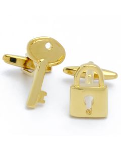 N-2741 Manchetknopen - Sleutel en Hangslot Slot Goud 1.jpg