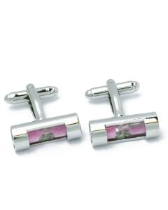N-2947 Manchetknopen - Zandloper met Glas Roze 1.jpg