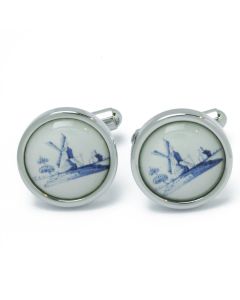 N-2982 Manchetknopen - Molen Delfts Blauw Rond 1.jpg